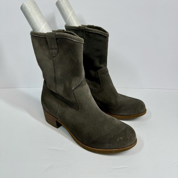 UGG Rioni 1007174 Gray Suede Round‎ Toe Block Heel Pull-On Winter Womens Boots 6 - Picture 1 of 13